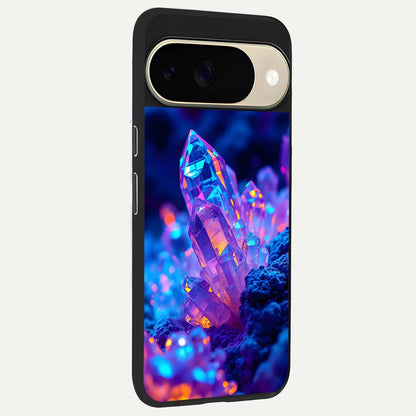  Neon Aura Shards back cover For Google Pixel 9 slim fit glass case with vibrant aesthetic design