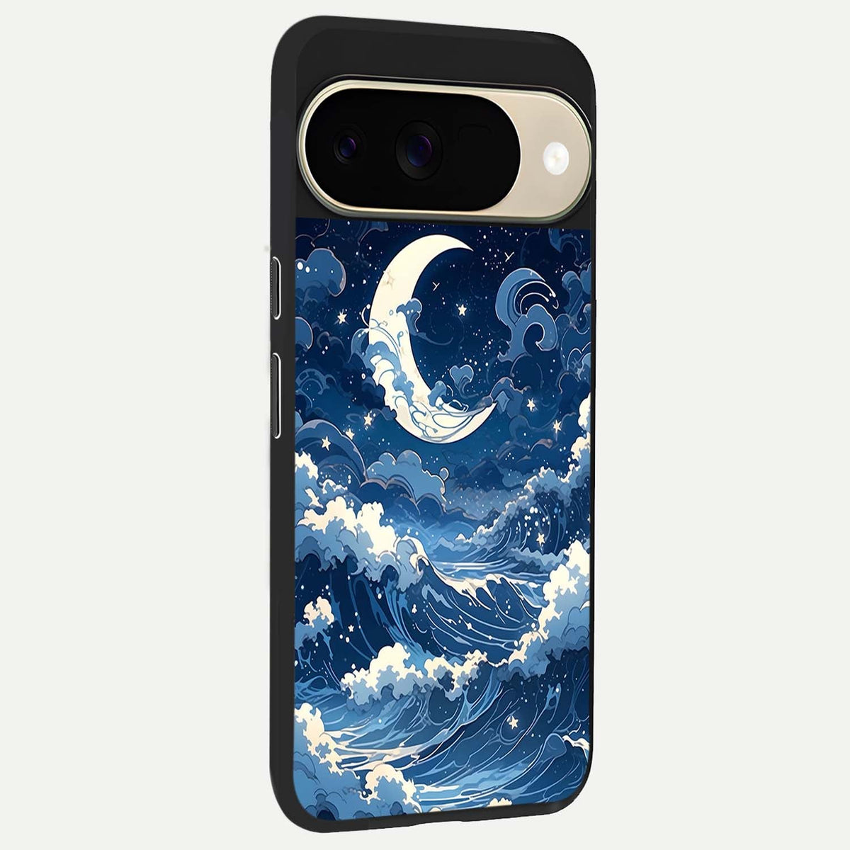  Ocean Moon Waves back cover For Google Pixel 9 slim fit glass case with vibrant aesthetic design