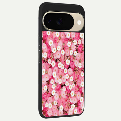  Pink Daisy Bliss back cover For Google Pixel 9 slim fit glass case with vibrant aesthetic design