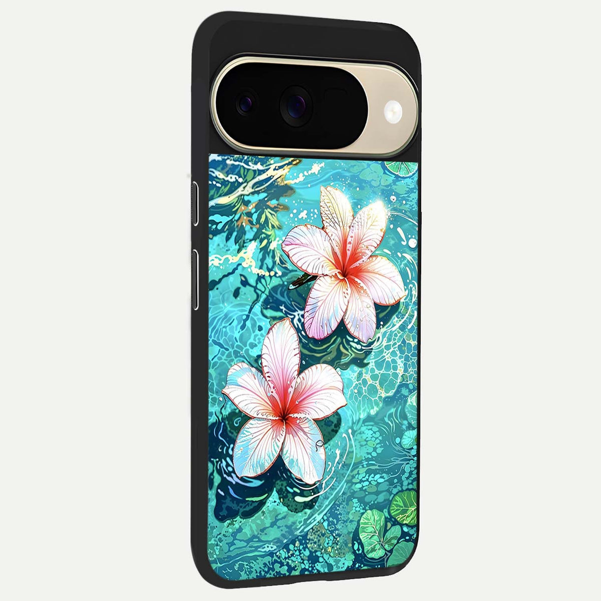  Pink Flowers in Water back cover For Google Pixel 9 slim fit glass case with vibrant aesthetic design
