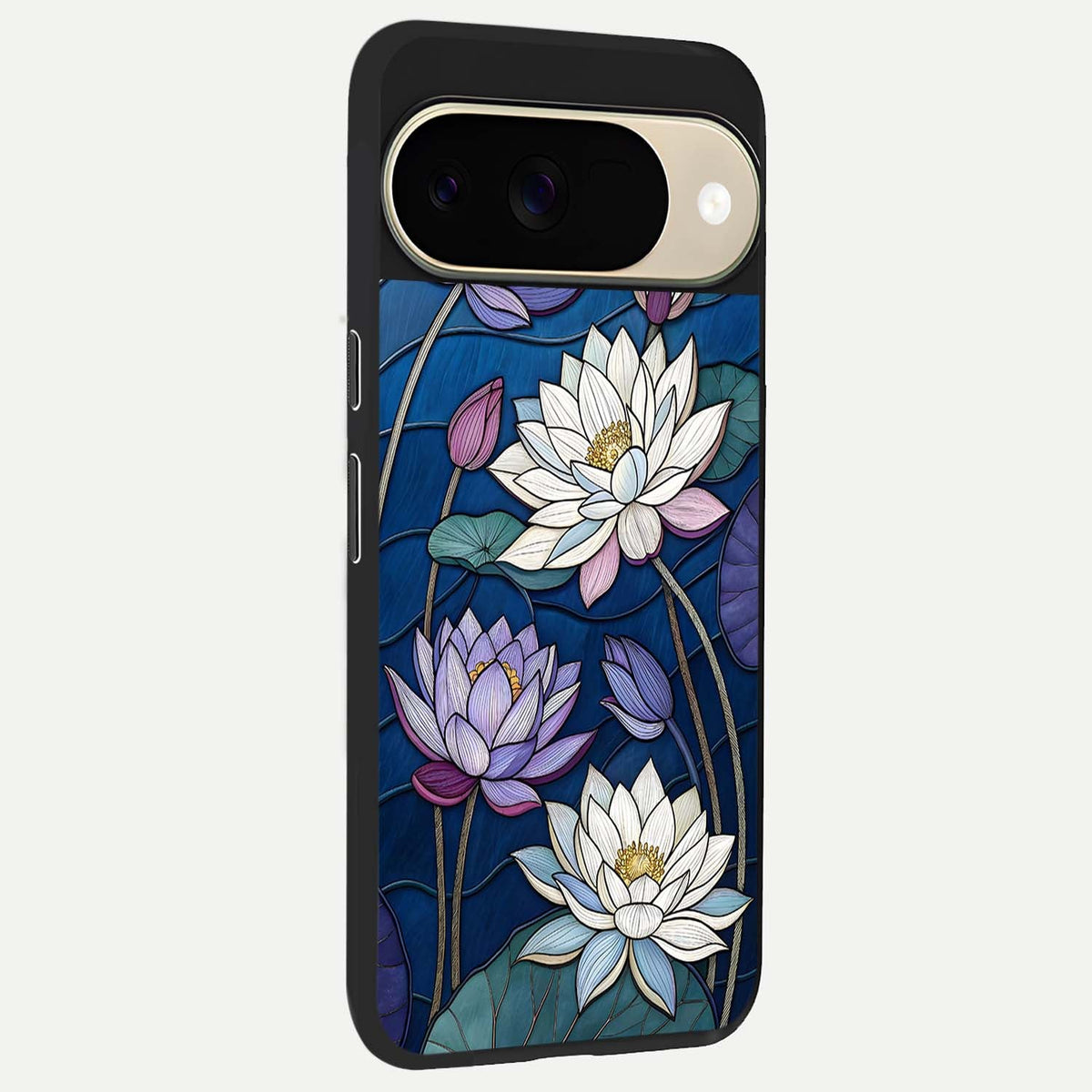  Purple Lotus Stained back cover For Google Pixel 9 slim fit glass case with vibrant aesthetic design