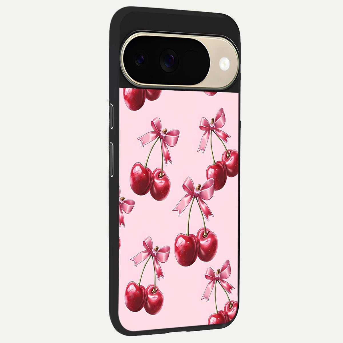  Red Cherries Pattern back cover For Google Pixel 9 slim fit glass case with vibrant aesthetic design