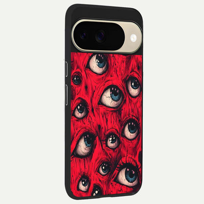  Red Eyes Pattern back cover For Google Pixel 9 slim fit glass case with vibrant aesthetic design