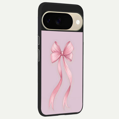  Soft Blush Bow back cover For Google Pixel 9 slim fit glass case with vibrant aesthetic design