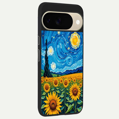  Starry Sunflower Dreams back cover For Google Pixel 9 slim fit glass case with vibrant aesthetic design