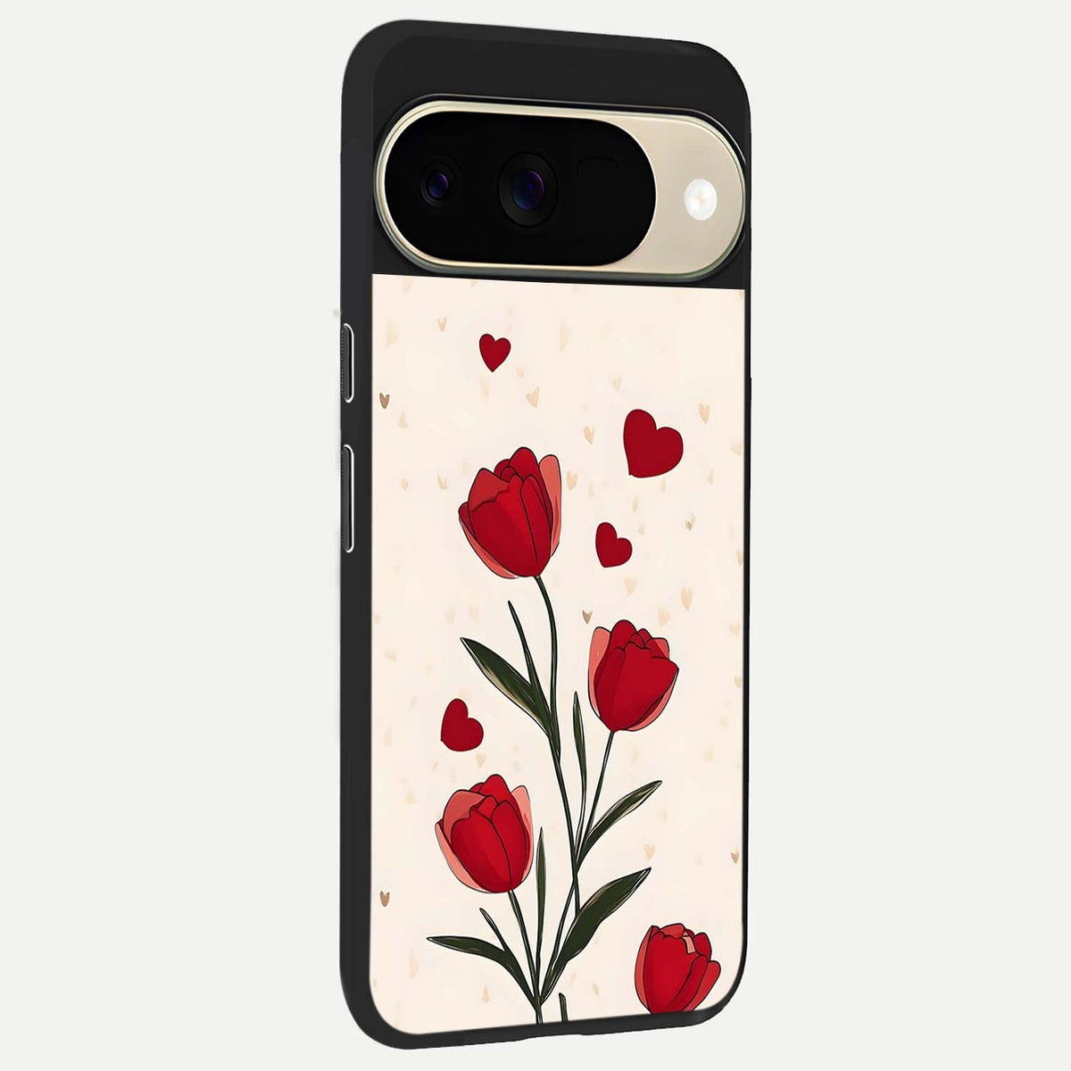 Tulip With Heart back cover For Google Pixel 9 slim fit glass case with vibrant aesthetic design