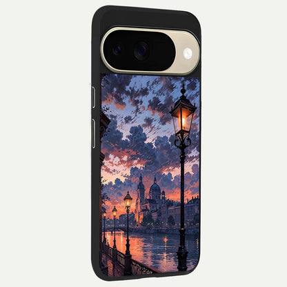  Twilight River Lights back cover For Google Pixel 9 slim fit glass case with vibrant aesthetic design