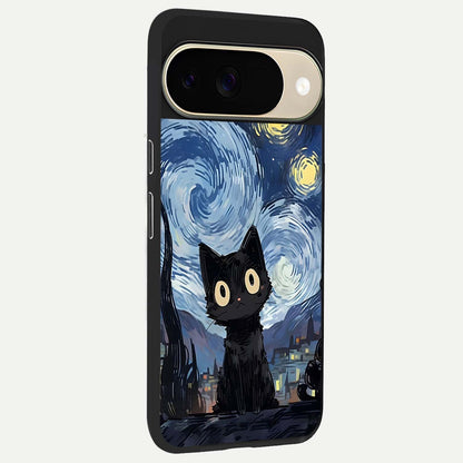  Van Gogh Cat back cover For Google Pixel 9 slim fit glass case with vibrant aesthetic design