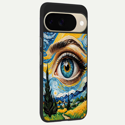  Van Gogh Eye back cover For Google Pixel 9 slim fit glass case with vibrant aesthetic design