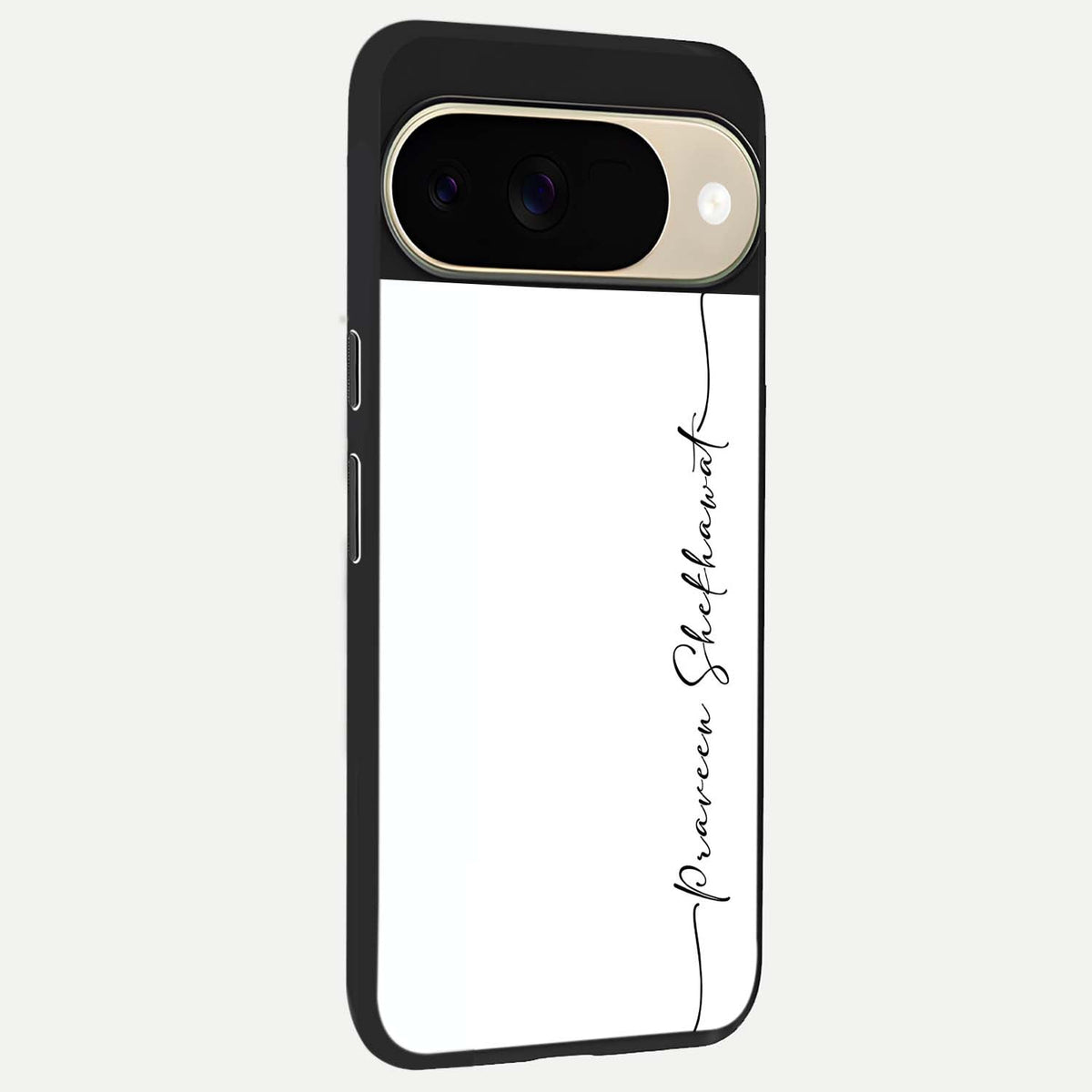  White Tune Custom Name back cover For Google Pixel 9 slim fit personalized glass case with aesthetic design