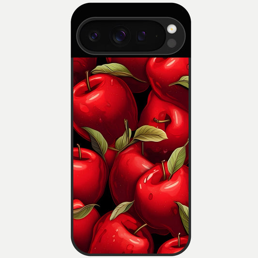  Apple Pattern Glass Case For Google Pixel 9 Pro back cover – full design glossy printed glass finish