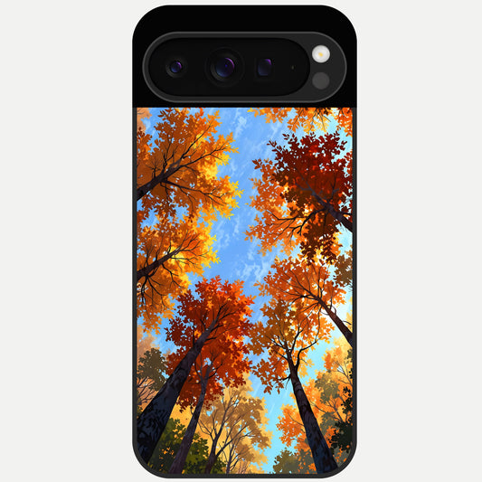  Autumn Sky Rise Glass Case For Google Pixel 9 Pro back cover – full design glossy printed glass finish