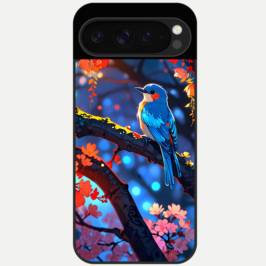  Blooming Water Drift Glass Case For Google Pixel 9 Pro back cover – full design glossy printed glass finish