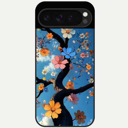  Blossom Dream Sky Glass Case For Google Pixel 9 Pro back cover – full design glossy printed glass finish