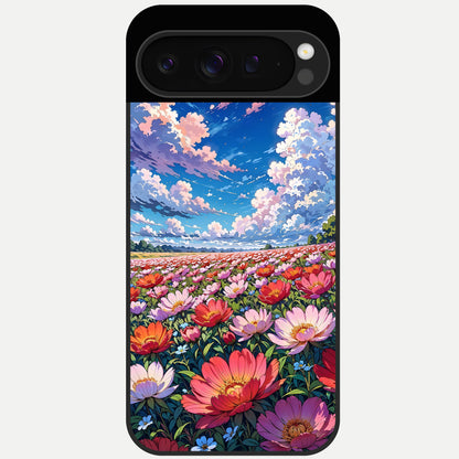  Blossom Sky Field Glass Case For Google Pixel 9 Pro back cover – full design glossy printed glass finish