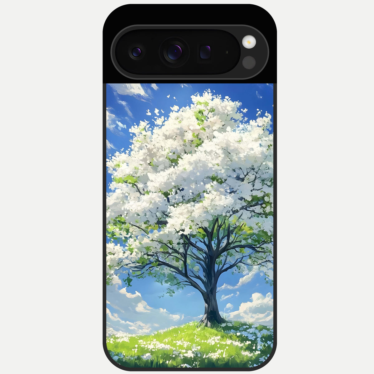  Blossom Sky Serenity Glass Case For Google Pixel 9 Pro back cover – full design glossy printed glass finish