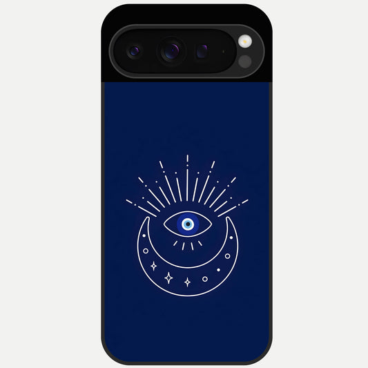  Blue Evil Eye Glass Case For Google Pixel 9 Pro back cover – full design glossy printed glass finish
