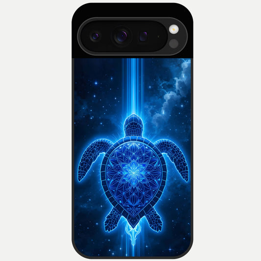  Blue Galaxy Turtle Glass Case For Google Pixel 9 Pro back cover – full design glossy printed glass finish