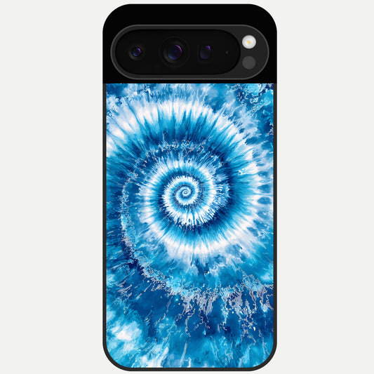  Blue Galaxy Wave Glass Case For Google Pixel 9 Pro back cover – full design glossy printed glass finish