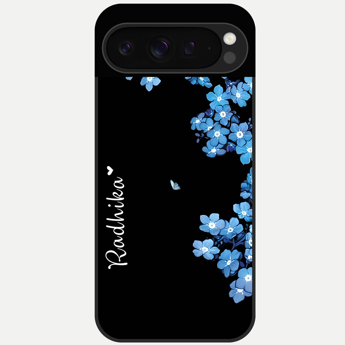  Blue Petal Dream Custom Name Glass Case For Google Pixel 9 Pro back cover – full design glossy printed glass finish
