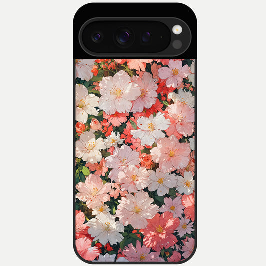  Blush Bloom Field Glass Case For Google Pixel 9 Pro back cover – full design glossy printed glass finish