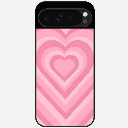  Blush Heart Waves Glass Case For Google Pixel 9 Pro back cover – full design glossy printed glass finish