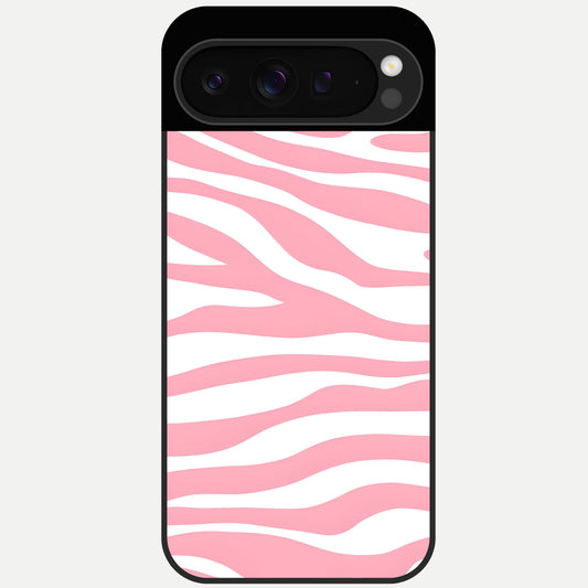  Blush Zebra Flow Glass Case For Google Pixel 9 Pro back cover – full design glossy printed glass finish