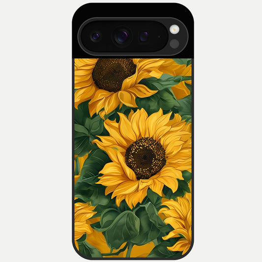  Bright Sunflower Bloom Glass Case For Google Pixel 9 Pro back cover – full design glossy printed glass finish