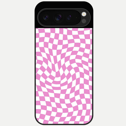  Bubblegum Check Wave Glass Case For Google Pixel 9 Pro back cover – full design glossy printed glass finish