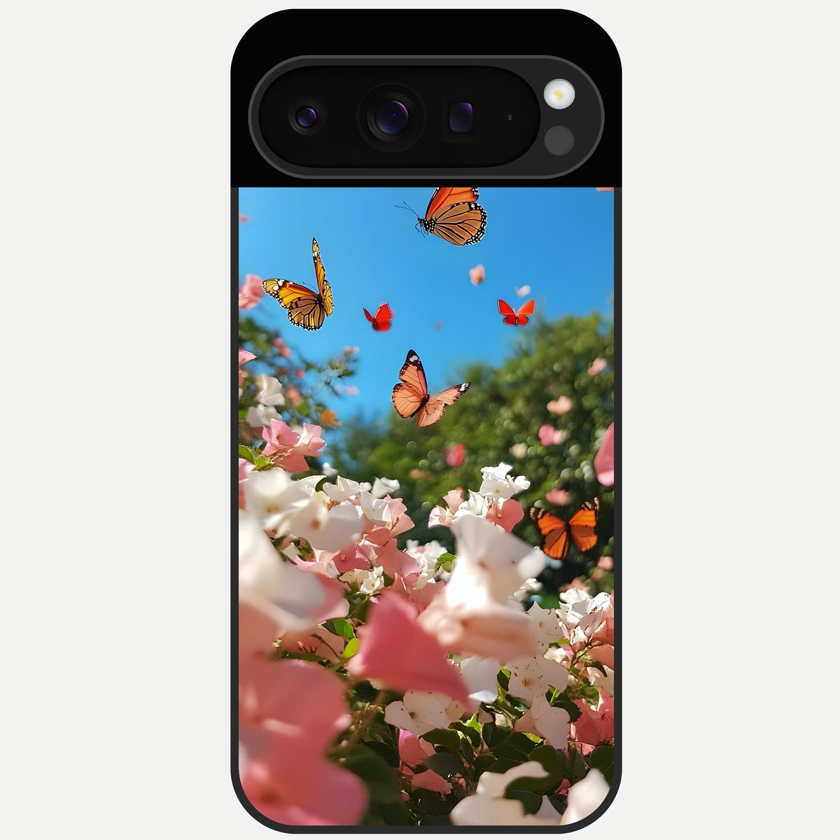  Butterflies In Bloom Sky Glass Case For Google Pixel 9 Pro back cover – full design glossy printed glass finish