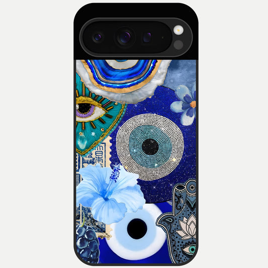  Celestial Blue Vision Glass Case For Google Pixel 9 Pro back cover – full design glossy printed glass finish
