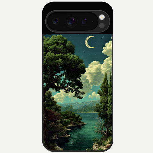  Celestial Lake Peace Glass Case For Google Pixel 9 Pro back cover – full design glossy printed glass finish