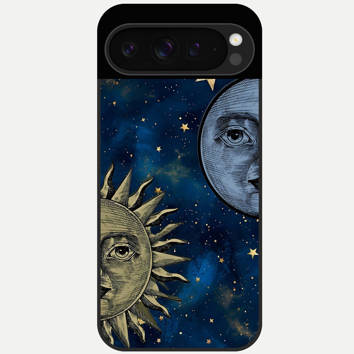  Celestial Moon With Sun Glass Case For Google Pixel 9 Pro back cover – full design glossy printed glass finish