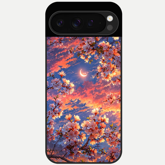  Celestial Sakura Sunset Glass Case For Google Pixel 9 Pro back cover – full design glossy printed glass finish