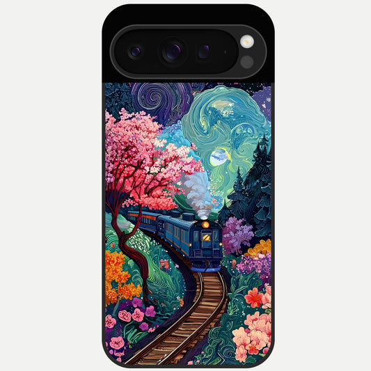  Celestial Train Journey Glass Case For Google Pixel 9 Pro back cover – full design glossy printed glass finish