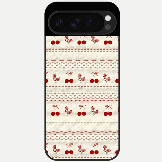  Cherry Bloom Charm Glass Case For Google Pixel 9 Pro back cover – full design glossy printed glass finish