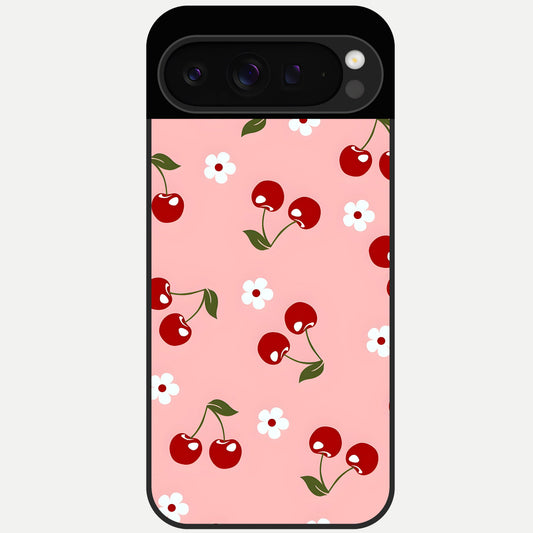  Cherry Love Mood Glass Case For Google Pixel 9 Pro back cover – full design glossy printed glass finish