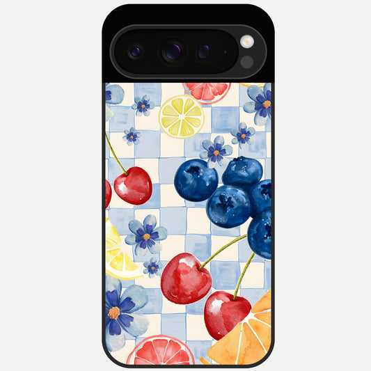  Citrus Bloom Joy Glass Case For Google Pixel 9 Pro back cover – full design glossy printed glass finish
