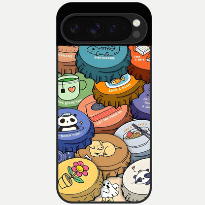  Coins Patterns Glass Case For Google Pixel 9 Pro back cover – full design glossy printed glass finish