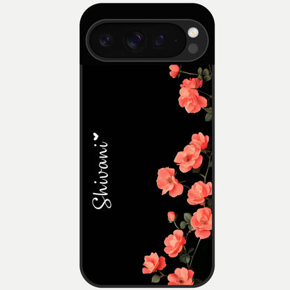  Crimson Bloom Grace Custom Name Glass Case For Google Pixel 9 Pro back cover – full design glossy printed glass finish