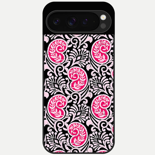  Crimson Paisley Charm Glass Case For Google Pixel 9 Pro back cover – full design glossy printed glass finish