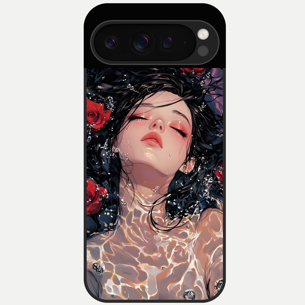  Crimson Rose Serenity Glass Case For Google Pixel 9 Pro back cover – full design glossy printed glass finish