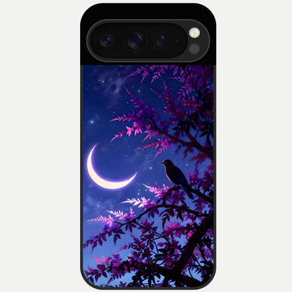  Crow And Moon Scenery Glass Case For Google Pixel 9 Pro back cover – full design glossy printed glass finish