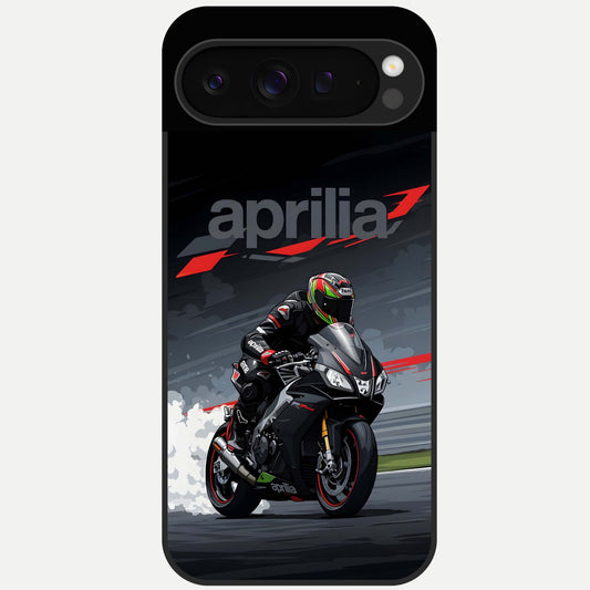  Dark Aprilla Glass Case For Google Pixel 9 Pro back cover – full design glossy printed glass finish