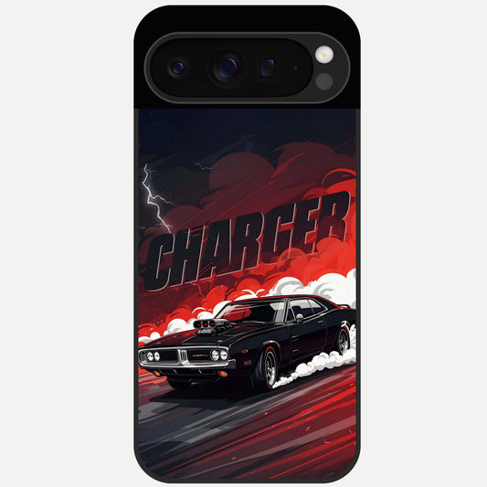  Dark Charger Fury Glass Case For Google Pixel 9 Pro back cover – full design glossy printed glass finish