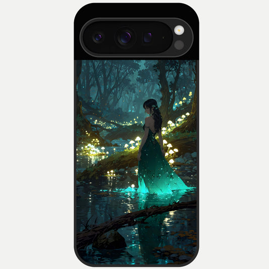  Enchanted Forest Glow Glass Case For Google Pixel 9 Pro back cover – full design glossy printed glass finish