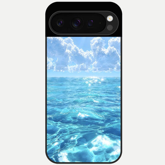  Endless Ocean Horizon Glass Case For Google Pixel 9 Pro back cover – full design glossy printed glass finish