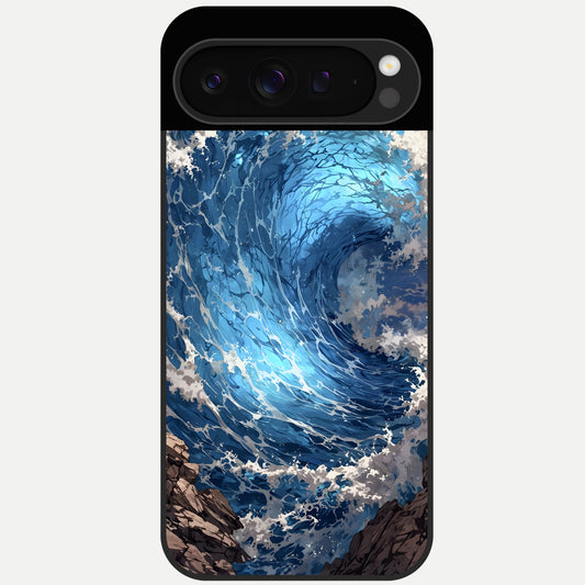  Giant Ocean Wave Glass Case For Google Pixel 9 Pro back cover – full design glossy printed glass finish