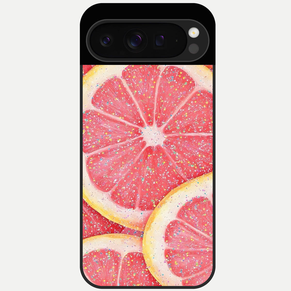  Glitter Grapefruit Glass Case For Google Pixel 9 Pro back cover – full design glossy printed glass finish