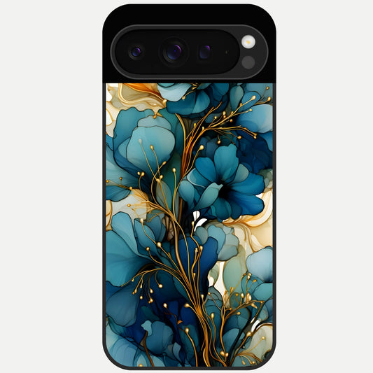  Golden Bloom Symphony Glass Case For Google Pixel 9 Pro back cover – full design glossy printed glass finish